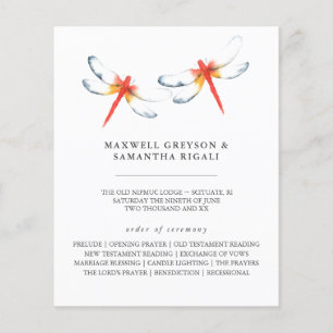 Programmes de mariage Aquarelle rouge libellule