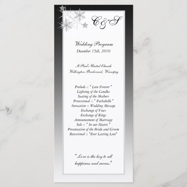 Programmes de mariage au diamant d'hiver (Devant)