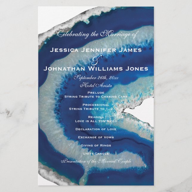 Programmes de mariage Blue Agate (Devant)