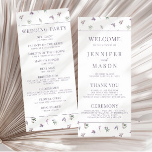 Programmes de mariage botanique de fleurs violette