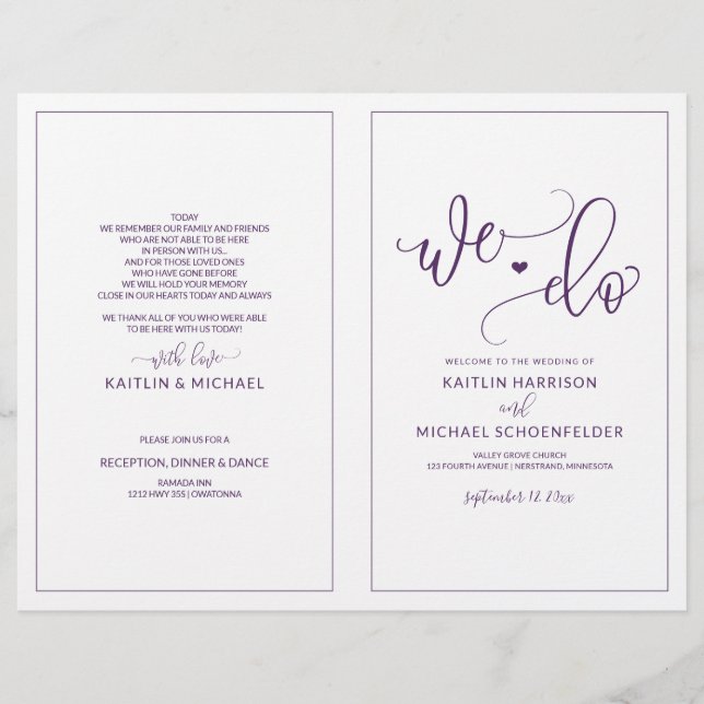 Programmes de mariage Calligraphie Moderne Rebond  (Devant)