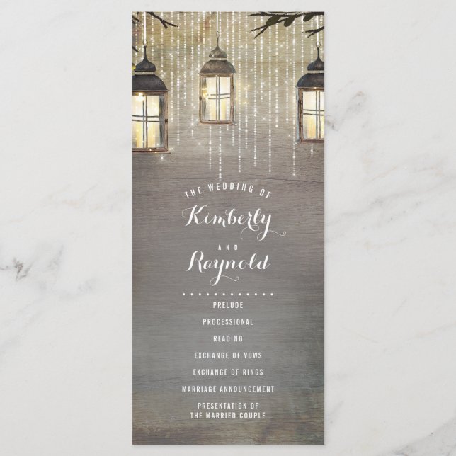 Programmes de Mariage campagnard rustique (Devant)