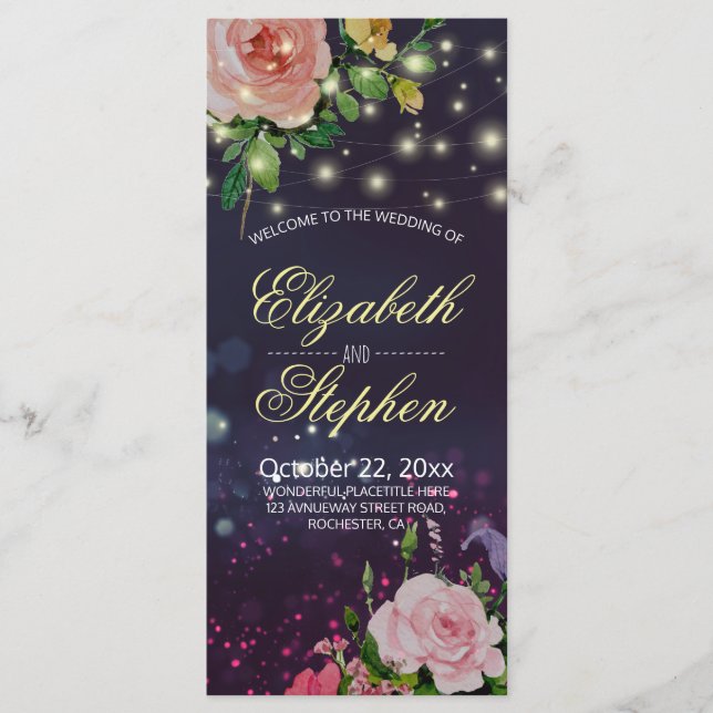 Programmes De Mariage Chic Floral Purple String Lu (Devant)