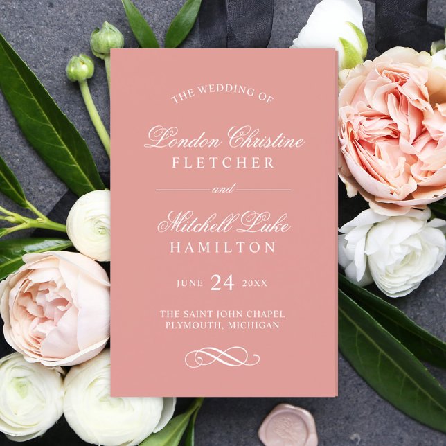 Programmes de mariage classiques rose doré et blan (Créateur téléchargé)