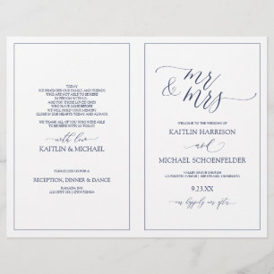 Programmes de mariage élégant Script maigre Marine
