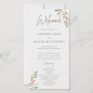 Programmes de mariage élégants aux fleurs simples