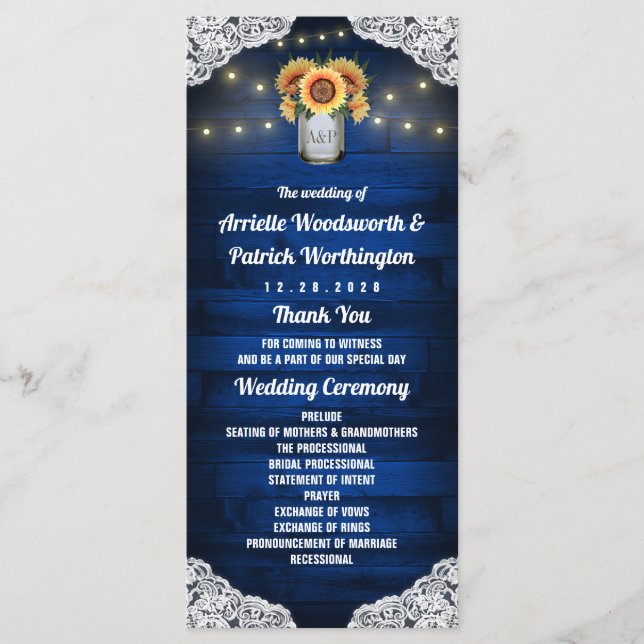 Programmes de mariage en bois de jarre de maçon to (Devant)