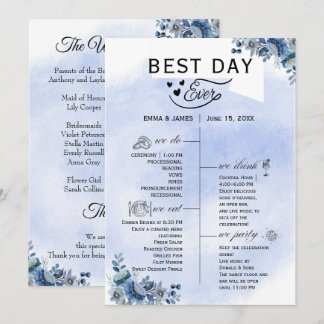 Programmes de mariage floral bleu chic