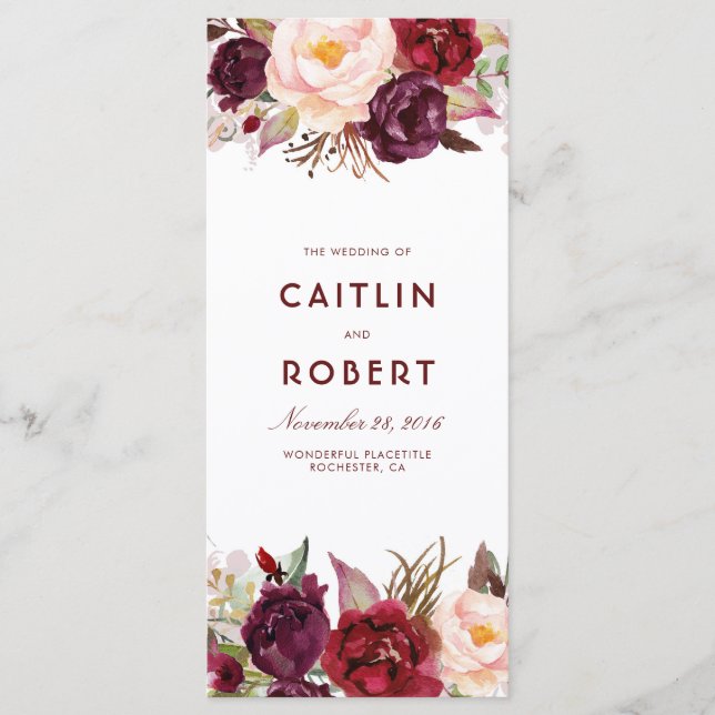 Programmes de mariage floral de Bourgogne (Devant)
