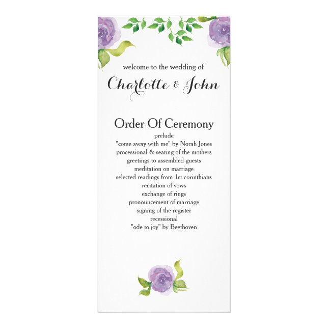 programmes de mariage floraux violets (Devant)