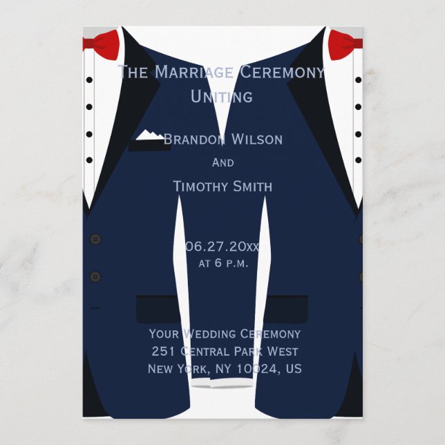 Programmes De Mariage Gay Bleu Et Blanc Personnali (Devant)