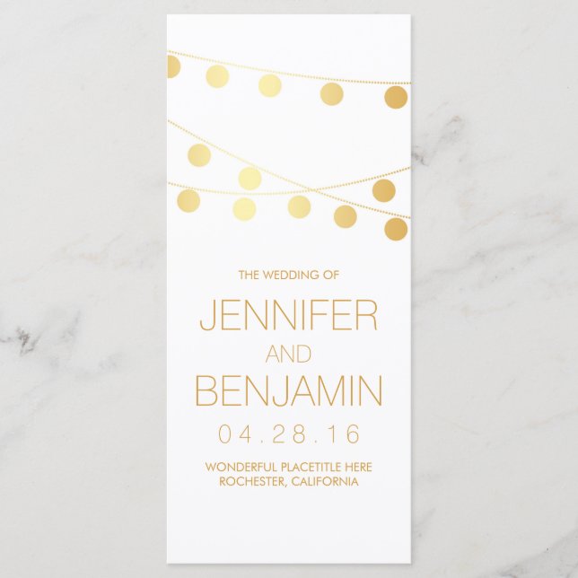Programmes de mariage Gold Foil String (Devant)