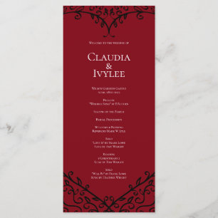 Programmes de mariage gothique du coeur rouge et n