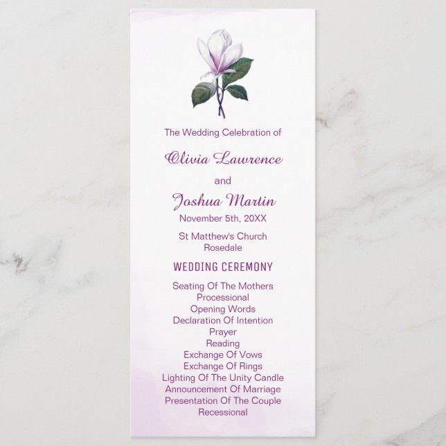 Programmes de mariage Magnolia (Devant)