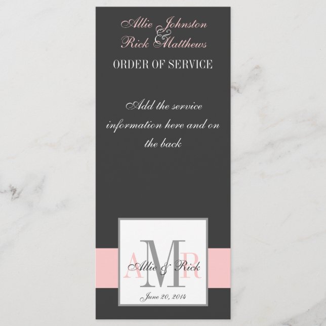 Programmes de mariage monographique (Devant)