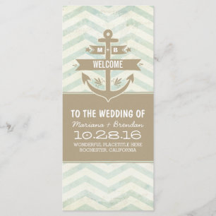 Programmes de mariage nautique chevron vintage anc