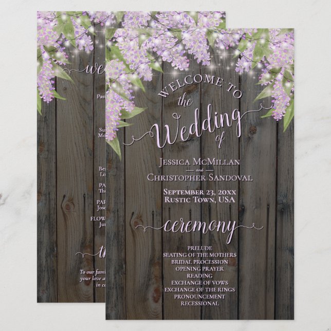 Programmes de mariage pas chers avec des lilas rus (Devant / Derrière)