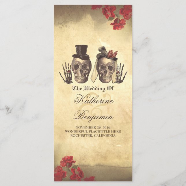 Programmes de mariage pour couple de crâne gothiqu (Devant)