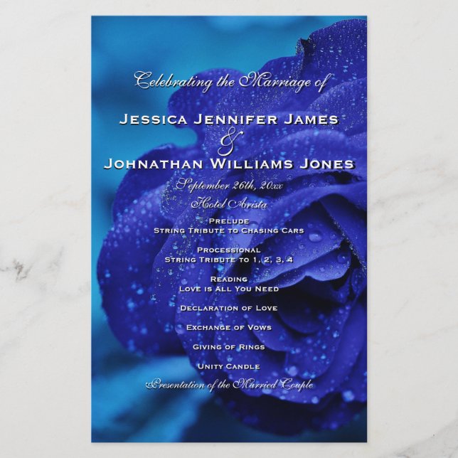 Programmes de mariage Rose bleu (Devant)