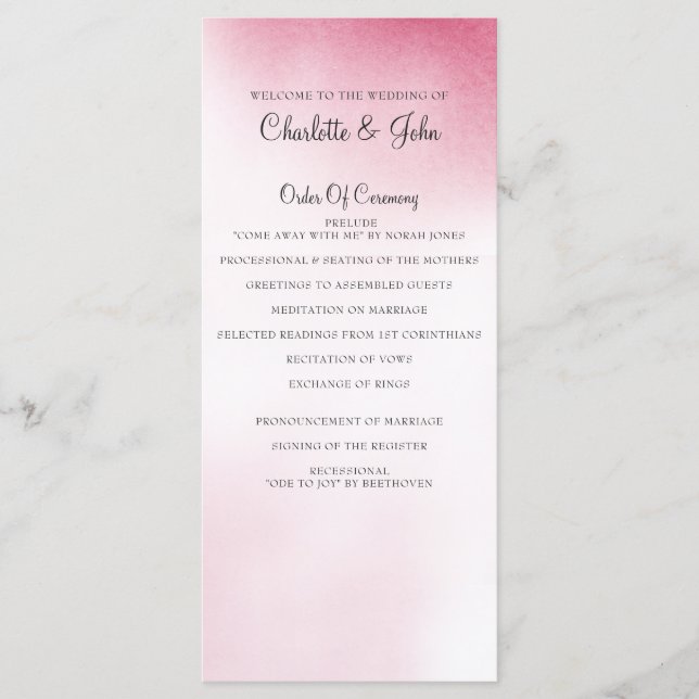 Programmes de mariage rose Ombre (Devant)