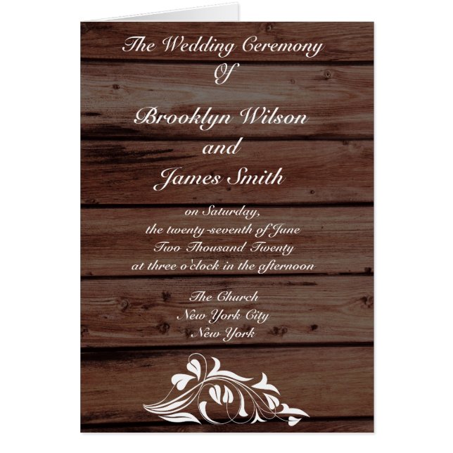 Programmes De Mariage Rustiques Avec Décor Fleur (Devant)