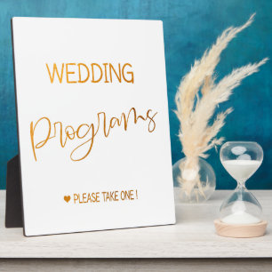 Programmes de mariage signer Gold Tabletop Plaque