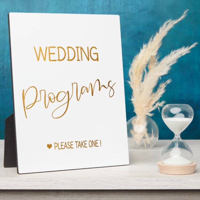 Programmes de mariage signer Gold Tabletop Plaque (Côté)