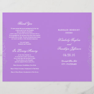 Programmes de mariage Vintage fleuri violet argent