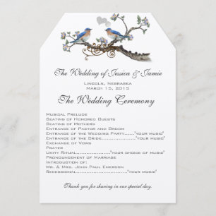 Programmes de mariage vintages pour les oiseaux bl