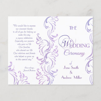 Programmes de mariage violet et blanc