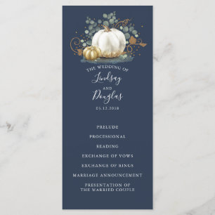 Programmes de Mariages de automne Citrouille blanc