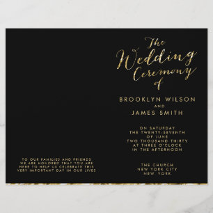 Programmes Gold Foil Et Black Wedding