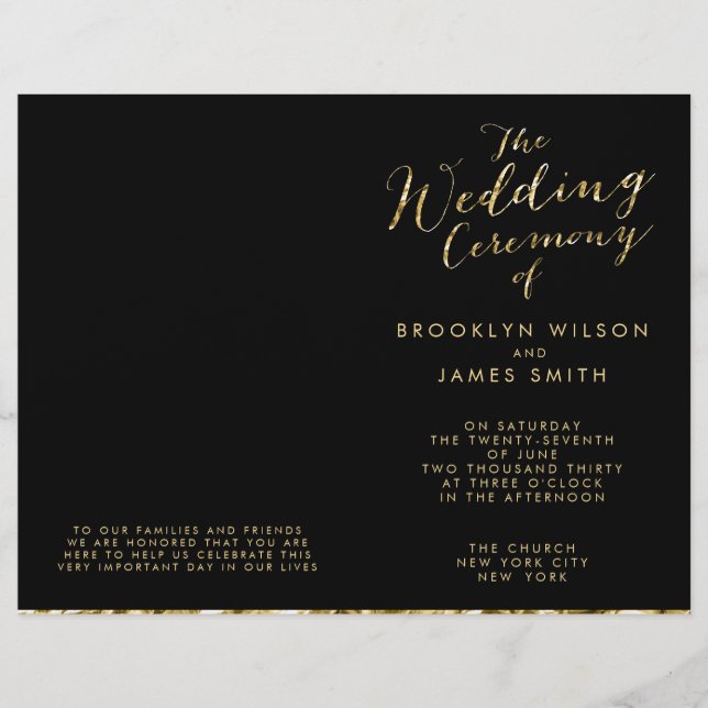 Programmes Gold Foil Et Black Wedding (Devant)