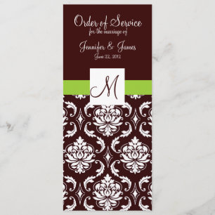 Programmes Mariage damassé Brown avec Monogramme