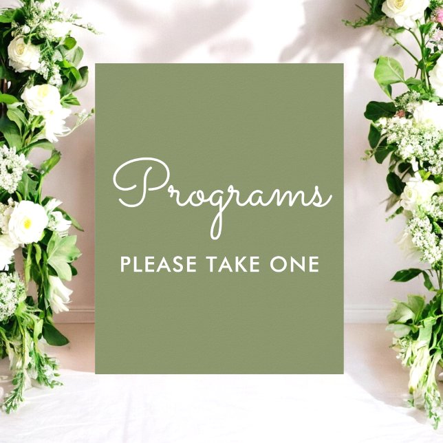 Programmes Mariage Sage Green Sign Poster (Créateur téléchargé)