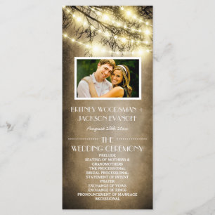 Programmes rustiques de mariage d'arbre de pays