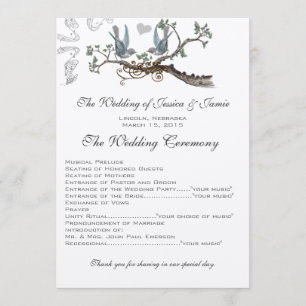 Programmes vintages de mariage pour oiseaux bleus