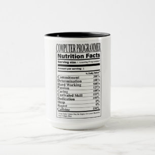 Programmeur informatique Nutrition Facts Mug