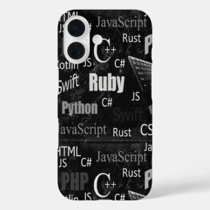 Programming languages black and white iPhone 16 case