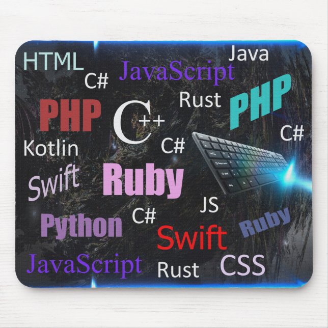Programming Languages Colorful Design Mouse Pad (Front)