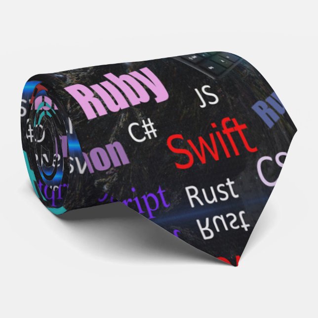 Programming Languages Colourful Pattern Tie (Rolled)