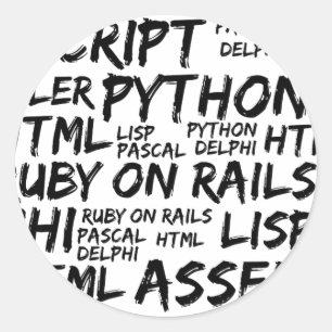 Programming Languages (Java, Pascal) - Black Classic Round Sticker