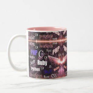 Programming Languages Pink Pattern  Two-Tone Coffee Mug