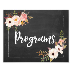 Programs Rustic Chalkboard Floral Wedding Sign