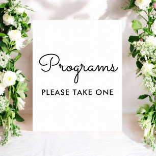 Programs Wedding Black White Sign Poster