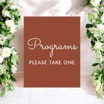 Programs Wedding Terracotta Brown  Poster<br><div class="desc">Wedding Program Terracotta Brown Sign Banner Poster for wedding ceremony. Check out more products with this design in the collection below.</div>
