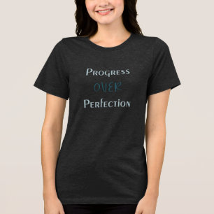 "Progress" Bold Inspirational Teal Lettering Art Tri-Blend Shirt