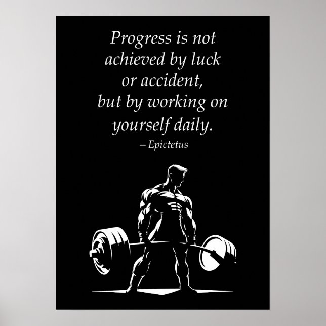 Progress Daily - Motivational Gym, Workout Fitness Poster (Front)