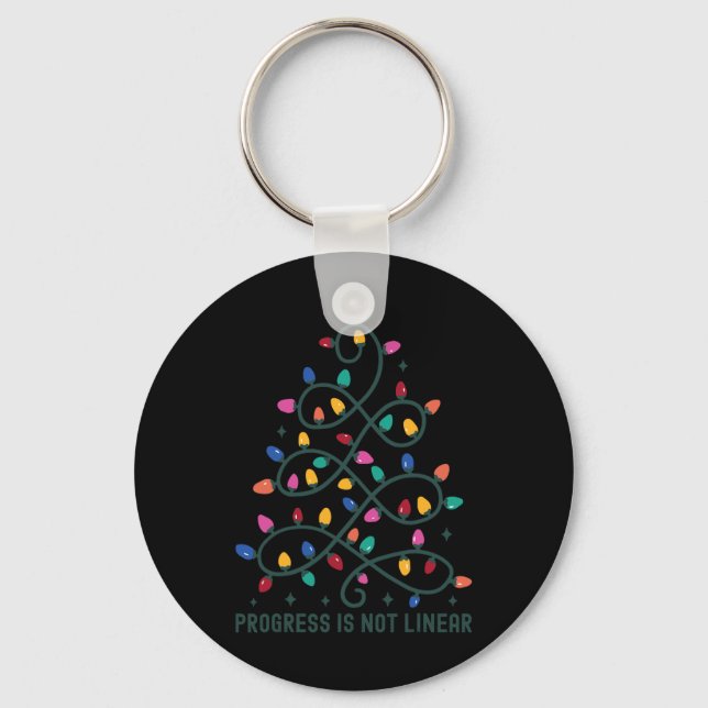 Progress Is Not Linear Special Ed Teacher Christma Keychain (Front)