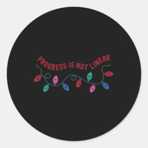 Progress Is Not Linear Sped Teacher Christmas Ligh Classic Round Sticker